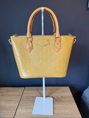 Louis Vuitton Yellow Vernis Alma Satchel with Vachetta Handles, COA &  dust bag